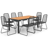 NNEVL 9 Piece Garden Dining Set PVC Rattan Black and Brown
