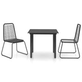 NNEVL 3 Piece Garden Dining Set PVC Rattan Black