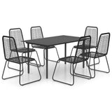 NNEVL 7 Piece Garden Dining Set PVC Rattan Black