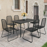 NNEVL 7 Piece Garden Dining Set PVC Rattan Black