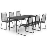 NNEVL 7 Piece Garden Dining Set PVC Rattan Black