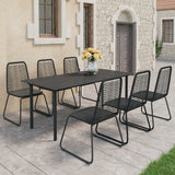 NNEVL 7 Piece Garden Dining Set PVC Rattan Black