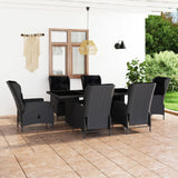 NNEVL 7 Piece Outdoor Dining Set with Cushions Poly Rattan Dark Grey