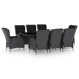 NNEVL 9 Piece Outdoor Dining Set with Cushions Poly Rattan Dark Grey