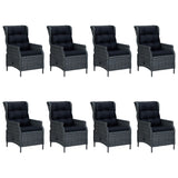 NNEVL 9 Piece Outdoor Dining Set with Cushions Poly Rattan Dark Grey
