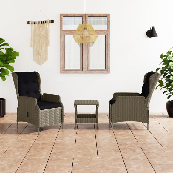 NNEVL 3 Piece Garden Lounge Set with Cushions Poly Rattan Brown