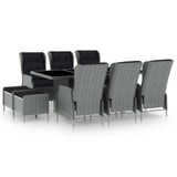 NNEVL 9 Piece Outdoor Dining Set with Cushions Poly Rattan Light Grey