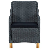 NNEVL 7 Piece Outdoor Dining Set with Cushions Poly Rattan Dark Grey