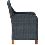 NNEVL 7 Piece Outdoor Dining Set with Cushions Poly Rattan Dark Grey