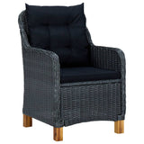 NNEVL 3 Piece Garden Lounge Set with Cushions Poly Rattan Dark Grey