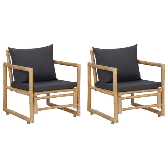 NNEVL Garden Chairs with Cushions 2 pcs Bamboo