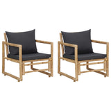NNEVL Garden Chairs with Cushions 2 pcs Bamboo