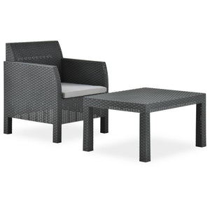 NNEVL 2 Piece Garden Lounge Set with Cushion PP Anthracite