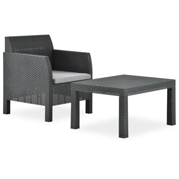 NNEVL 2 Piece Garden Lounge Set with Cushion PP Anthracite