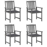 NNEVL Garden Chairs with Cushions 4 pcs Grey Solid Acacia Wood