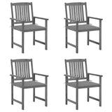 NNEVL Garden Chairs with Cushions 4 pcs Grey Solid Acacia Wood