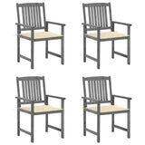 NNEVL Garden Chairs with Cushions 4 pcs Grey Solid Acacia Wood