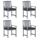NNEVL Garden Chairs with Cushions 4 pcs Grey Solid Acacia Wood