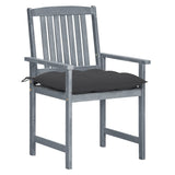 NNEVL Garden Chairs with Cushions 4 pcs Grey Solid Acacia Wood