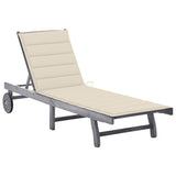 NNEVL Garden Sun Lounger with Cushion Grey Solid Acacia Wood