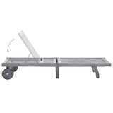 NNEVL Garden Sun Lounger with Cushion Grey Solid Acacia Wood
