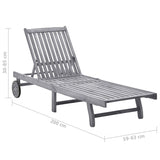 NNEVL Garden Sun Lounger with Cushion Grey Solid Acacia Wood