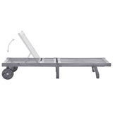 NNEVL Garden Sun Lounger with Cushion Grey Solid Acacia Wood