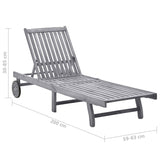NNEVL Garden Sun Lounger with Cushion Grey Solid Acacia Wood