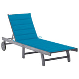 NNEVL Garden Sun Lounger with Cushion Grey Solid Acacia Wood