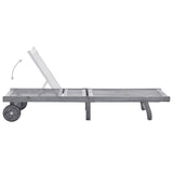 NNEVL Garden Sun Lounger with Cushion Grey Solid Acacia Wood