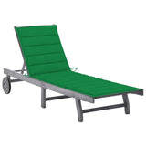 NNEVL Garden Sun Lounger with Cushion Grey Solid Acacia Wood