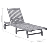 NNEVL Garden Sun Lounger with Cushion Grey Solid Acacia Wood