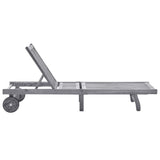NNEVL Garden Sun Lounger with Cushion Grey Solid Acacia Wood