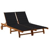 NNEVL 2-Person Garden Sun Lounger with Cushions Solid Acacia Wood