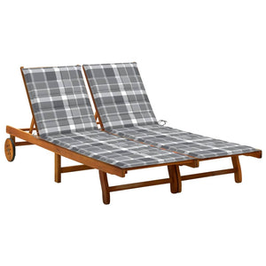 NNEVL 2-Person Garden Sun Lounger with Cushions Solid Acacia Wood