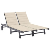 NNEVL 2-Person Garden Sun Lounger with Cushion Grey Solid Acacia Wood