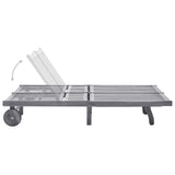 NNEVL 2-Person Garden Sun Lounger with Cushion Grey Solid Acacia Wood
