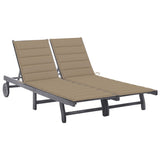 NNEVL 2-Person Garden Sun Lounger with Cushion Grey Solid Acacia Wood