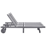 NNEVL 2-Person Garden Sun Lounger with Cushion Grey Solid Acacia Wood