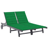 NNEVL 2-Person Garden Sun Lounger with Cushion Grey Solid Acacia Wood