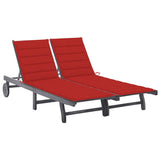 NNEVL 2-Person Garden Sun Lounger with Cushion Grey Solid Acacia Wood