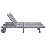NNEVL 2-Person Garden Sun Lounger with Cushion Grey Solid Acacia Wood