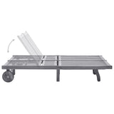 NNEVL 2-Person Garden Sun Lounger with Cushion Grey Solid Acacia Wood