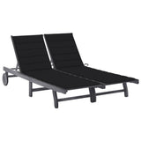 NNEVL 2-Person Garden Sun Lounger with Cushion Grey Solid Acacia Wood