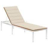 NNEVL Sun Lounger with Cushion Solid Acacia Wood and Stainless Steel