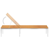 NNEVL Sun Lounger with Cushion Solid Acacia Wood and Stainless Steel