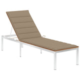 NNEVL Sun Lounger with Cushion Solid Teak Wood and Stainless Steel