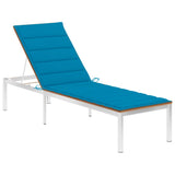 NNEVL Sun Lounger with Cushion Solid Teak Wood and Stainless Steel