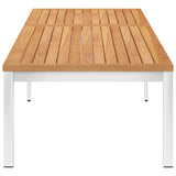 NNEVL Sun Lounger with Cushion Solid Teak Wood and Stainless Steel