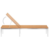 NNEVL Sun Lounger with Cushion Solid Teak Wood and Stainless Steel